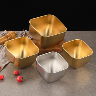 方形斜口碗调料碗不锈钢生菜碗烤肉店火锅店装放生菜蔬菜青菜碗桶