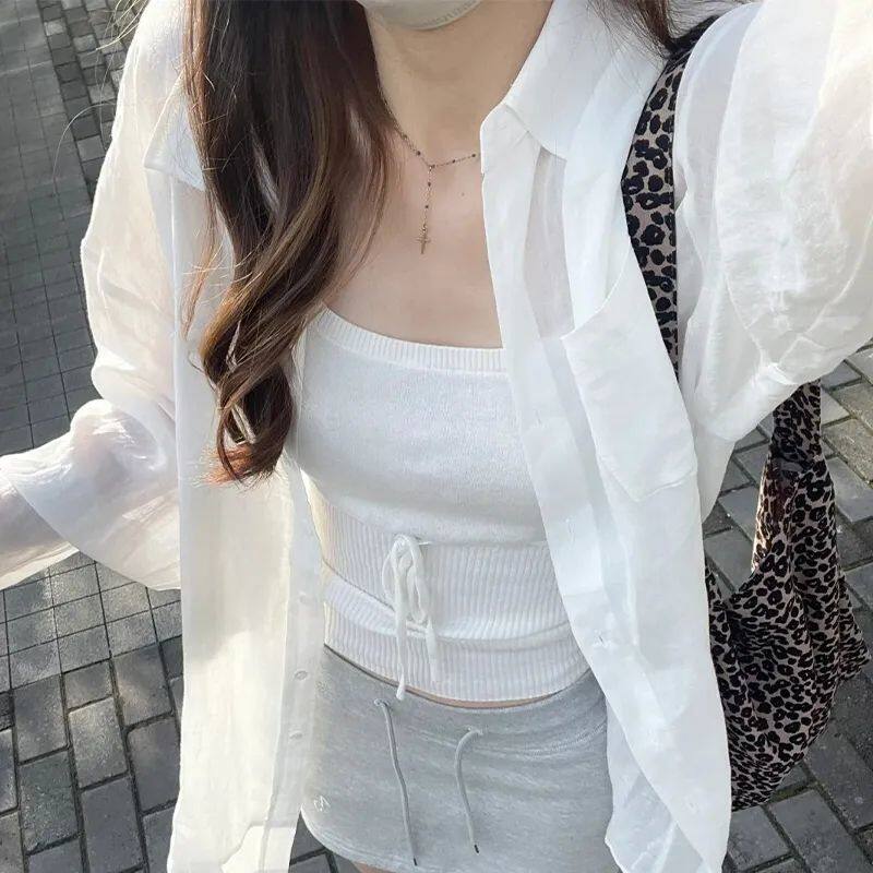 白色防晒衬衫女外套春夏季2025新款衬衣小众宽松显瘦气质薄款上衣