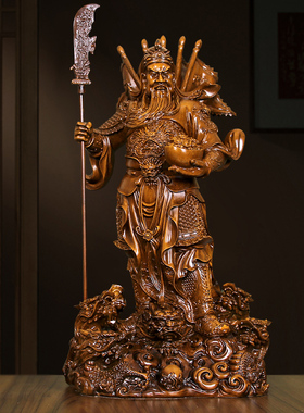 招财元宝关公摆件九龙关公像武财神爷神像办公室公司开业镇宅关公