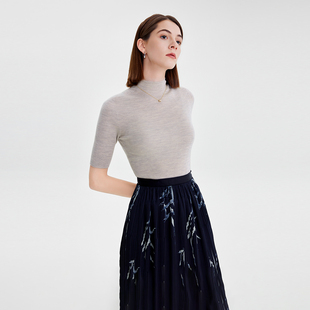 高级感超好看基础打底短袖 玖熙100%绵羊毛独特针织衫 女 West Nine
