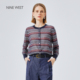Nine 女复古撞色混纺毛衣外套 针织开衫 West 玖熙费尔岛风条纹长袖