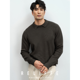 秋冬青年假两件肌理感条纹针织打底衫男士套头痞帅保暖绿色毛衣潮