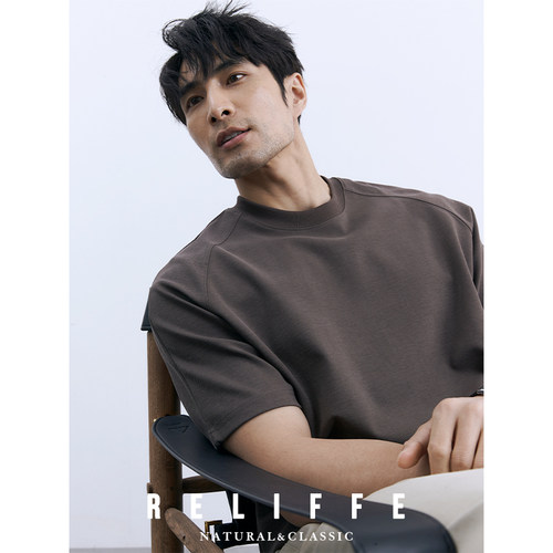 瑞莱夫重磅短袖休闲圆领T恤男士