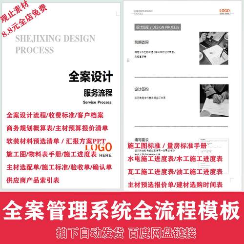 室内设计全案交付管理系统设计服务流程施工进度收费标准主材物料