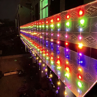 新款窗帘灯流水瀑布灯满天星彩灯新年房间卧室七彩浪漫氛围装饰灯