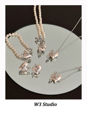 W3Studio超饱满重工爱心土星别针珍珠项链桃心手链轻奢时髦耳钉