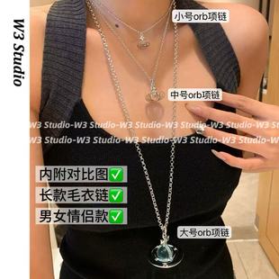 W3Studio小众Pina大号项链土星orb项链Nana立体土星球锁骨毛衣链