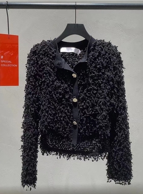 IROGIRLS女装2025秋款百搭短款休闲流苏针织开衫上衣小香风外套女