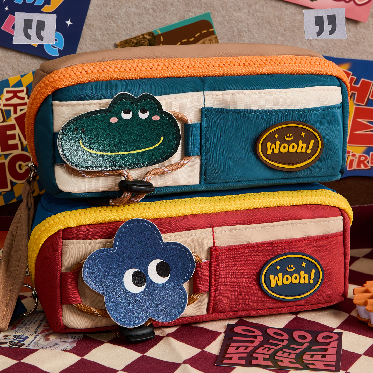 复古撞色笔袋高颜值小学生简约