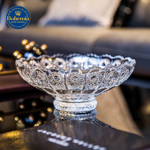 捷克BOHEMIA进口水晶玻璃创意家用果盘果斗果盆 客厅茶几果盘