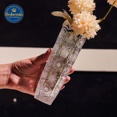 捷克BOHEMIA手工车刻小号花瓶