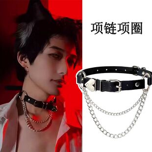 项圈男生chocker颈带项链朋克男m牵引绳饰品锁骨暗黑风脖颈链颈环