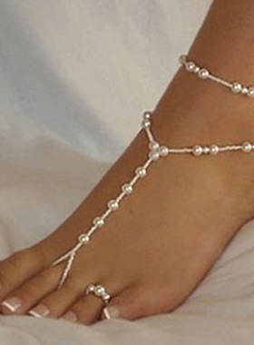 脚趾戒指饰品波西米串珠珍珠弹