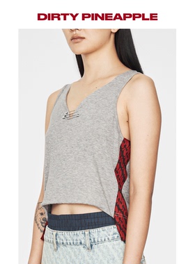 DIRTYPINEAPPLE毛边领口DatewearTank背心