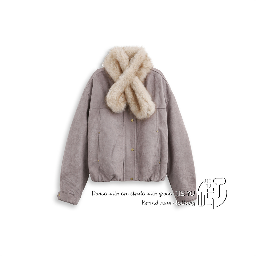 孑屿JIEYU 复古皮毛一体保暖加厚宽松外套