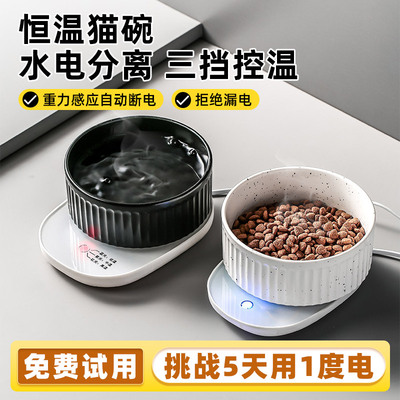 恒温猫咪饮水机加热猫碗陶瓷酸奶机猫咪喝水狗狗陶瓷碗自动喂食器