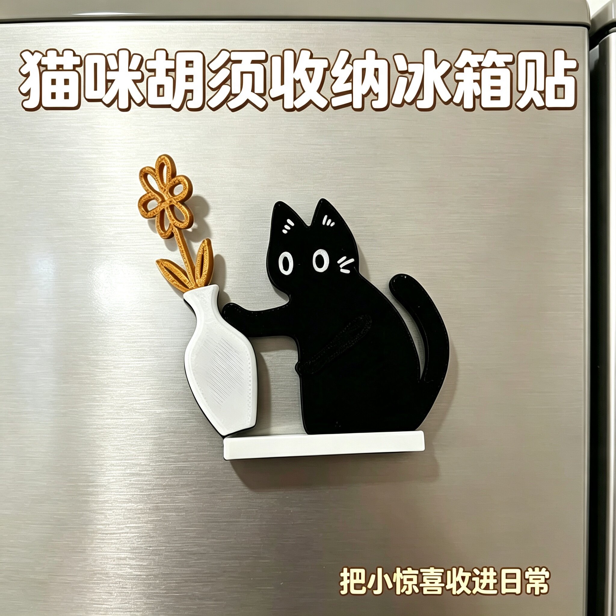 磁吸式猫咪胡须收集瓶冰箱贴