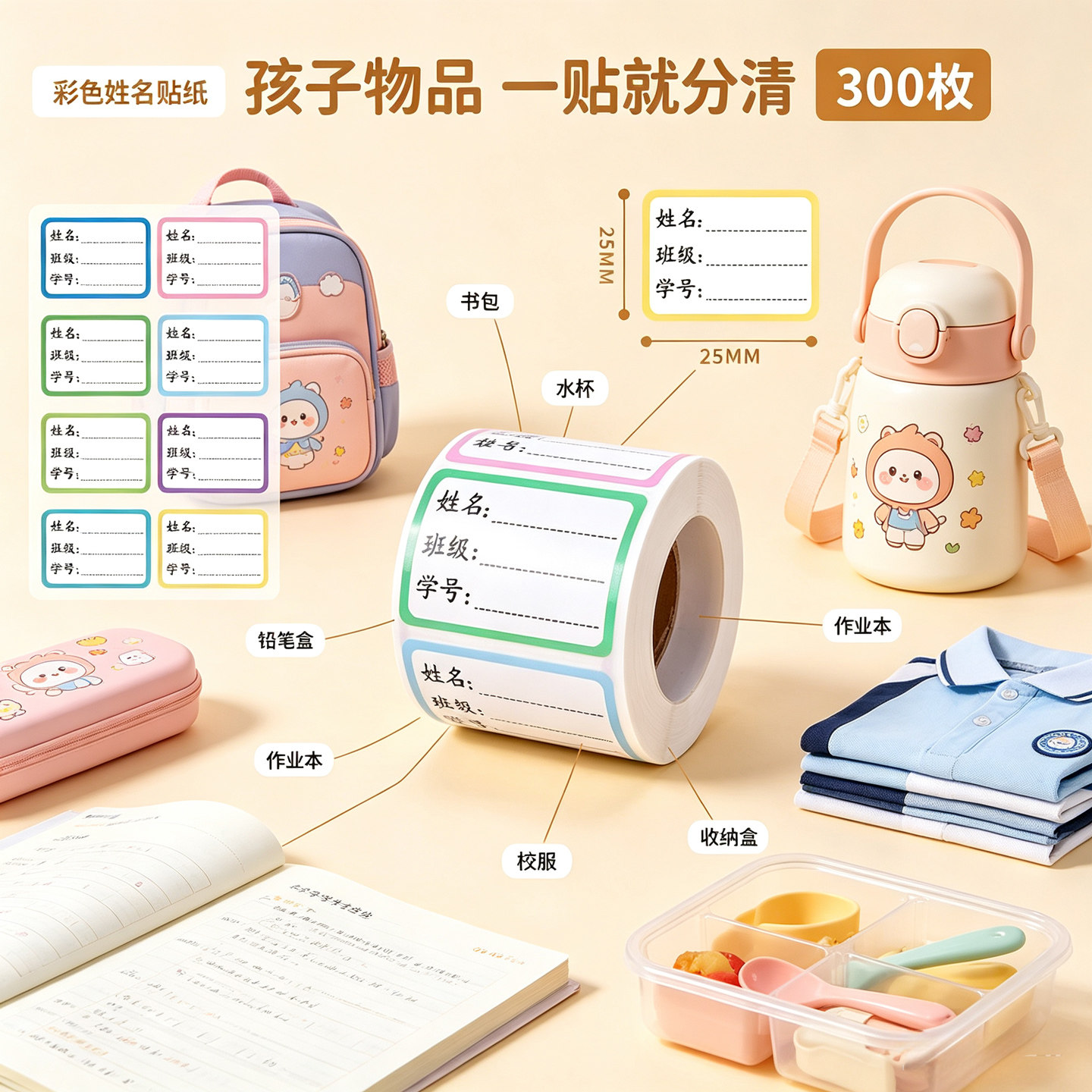 姓名贴学生专用防水防撕标签