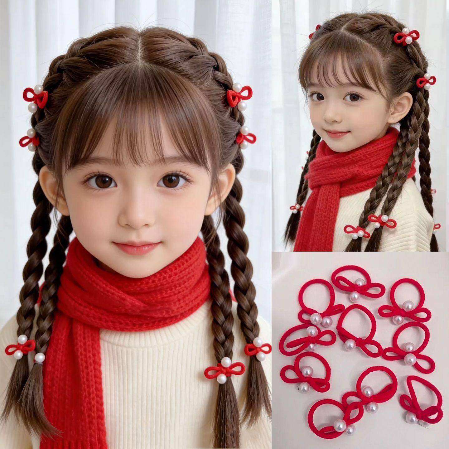蝴蝶结小发圈2026新年女童迷你皮筋珍珠欧若风红色宝宝扎辫子头绳,童装/婴儿装/亲子装,发饰,淘宝优惠券,粉丝福利购,淘宝优惠卷