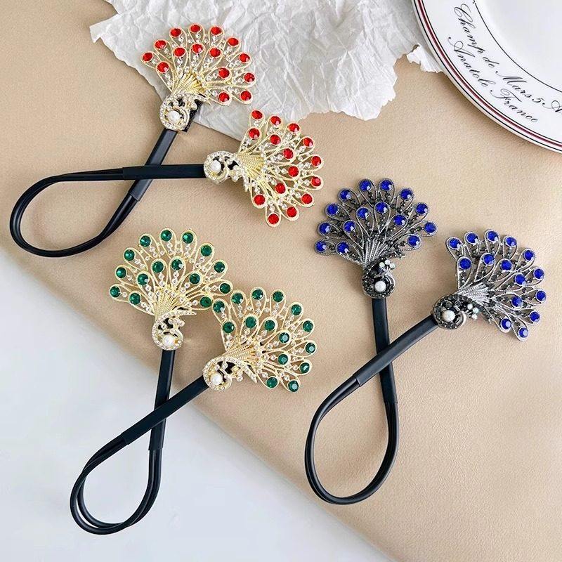 新款孔雀開屏盤發神器后腦勺頭飾