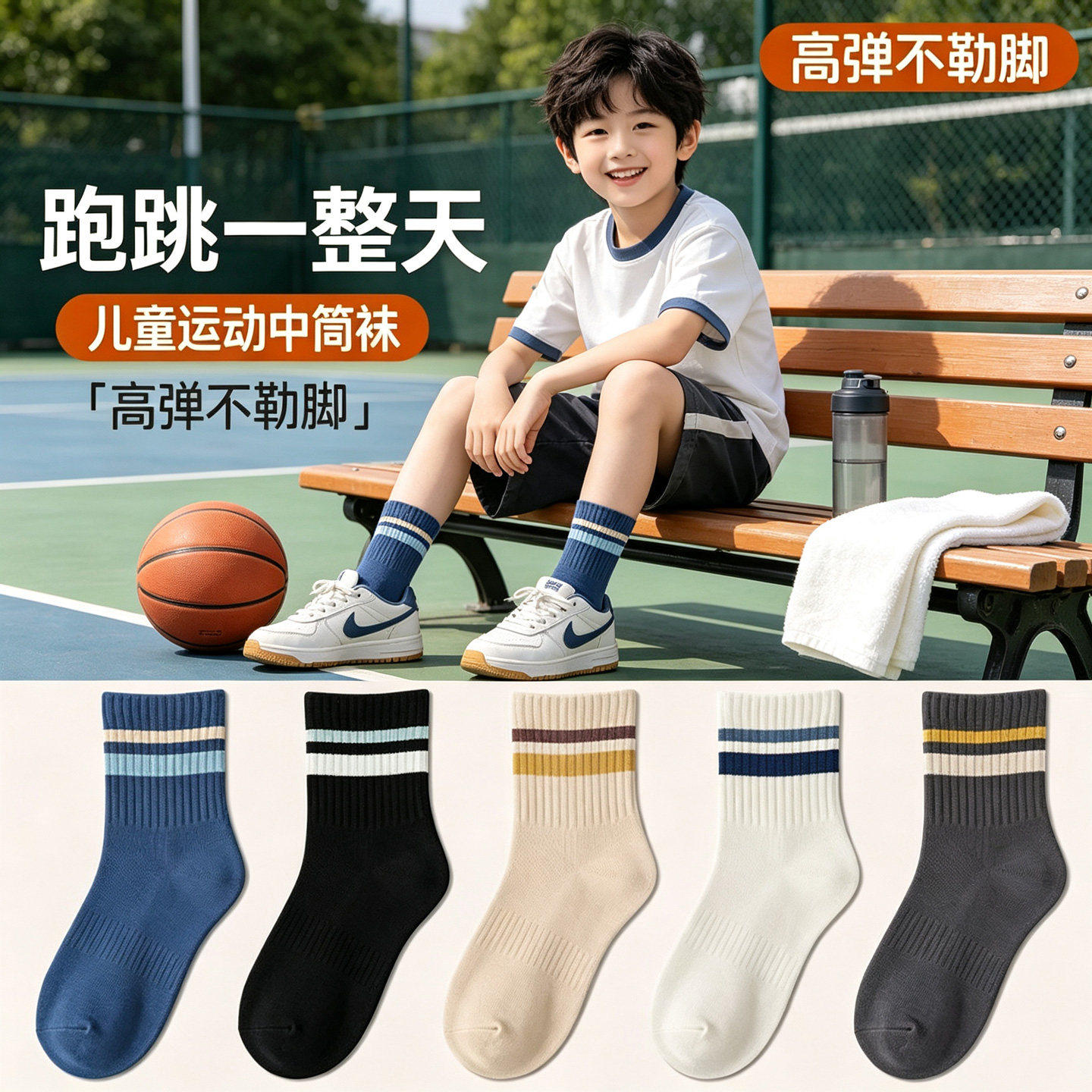 中筒袜子男童秋冬加厚棉吸汗防臭