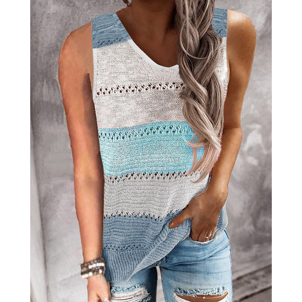 women's striped colorblock vest sweater