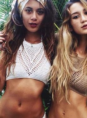 Bra Bikini Neck Halter Wrap Chest Hand-woven Beach Sexy