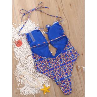 color piece splicing one contrast hollow swimsuit