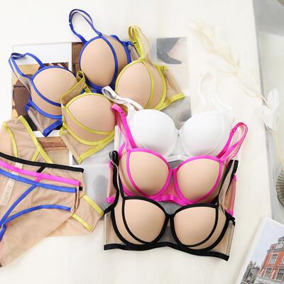 Candy color small chest push up bra anti-sagging side