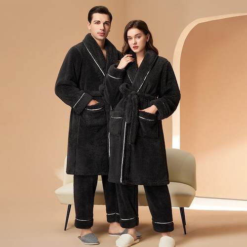 comfortable pajamas long plus-size velvet bathrobes pants