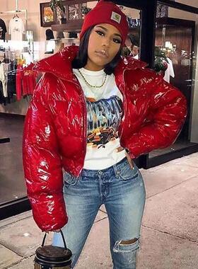 solid tucked color leather coat collar hand mirrored cotton