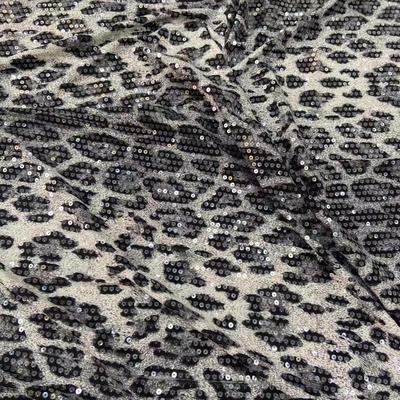 Leopard print sequin fabric knitted elastic beads