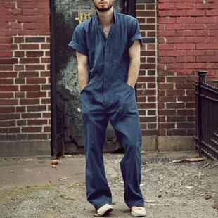 Casual Solid Jumpsuit Color Overalls Loose Lapel