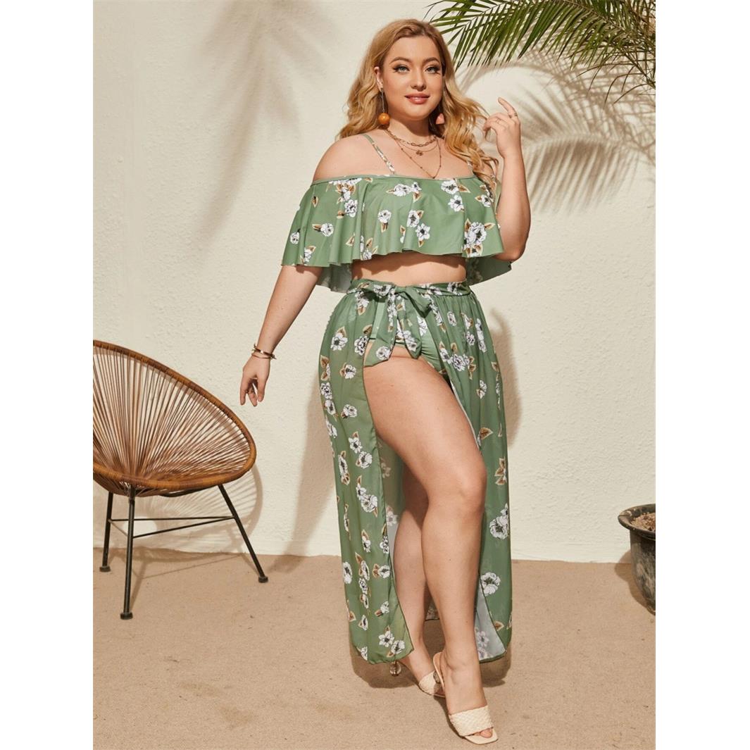 swimsuit three-piece size plus skirt tulle a with bikini