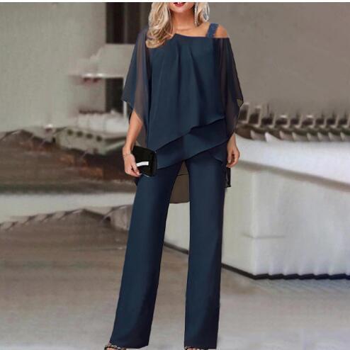 Set Two-piece Jumpsuit Sleeve Bat Irregular Casual Fashion