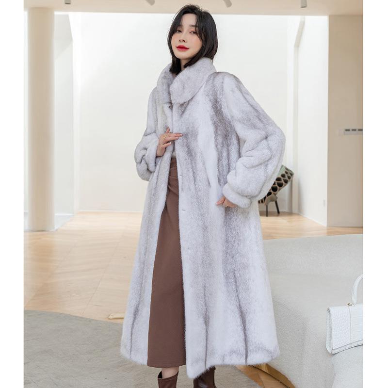female overcoat fluffy jacket fur faux long coat fur eco