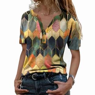 neck color contrast loose bottoming sleeved women short
