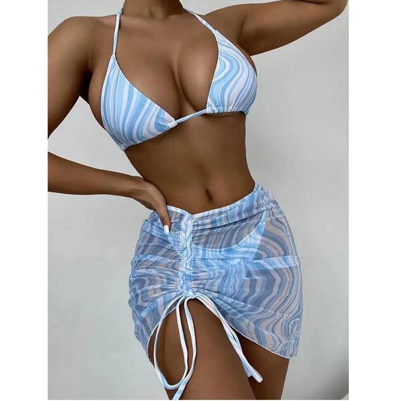 Swimsuit womens style three piece bikini short skirt two
