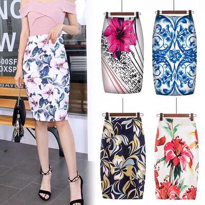 print office slim jupe skirt stretch skirts faldas high