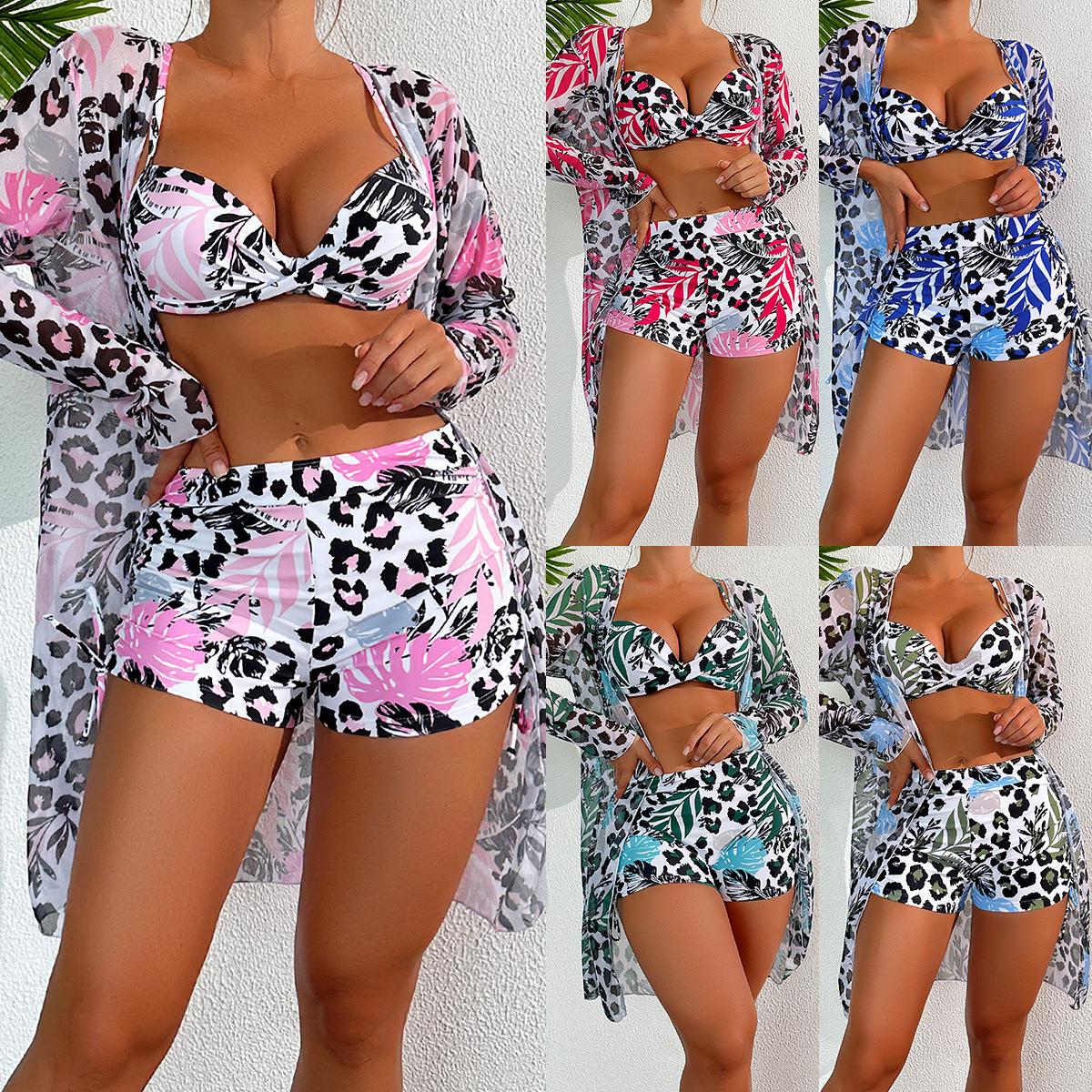 Fashion Bikini Three-Piece Leg-Length Cover-up Swimsuit