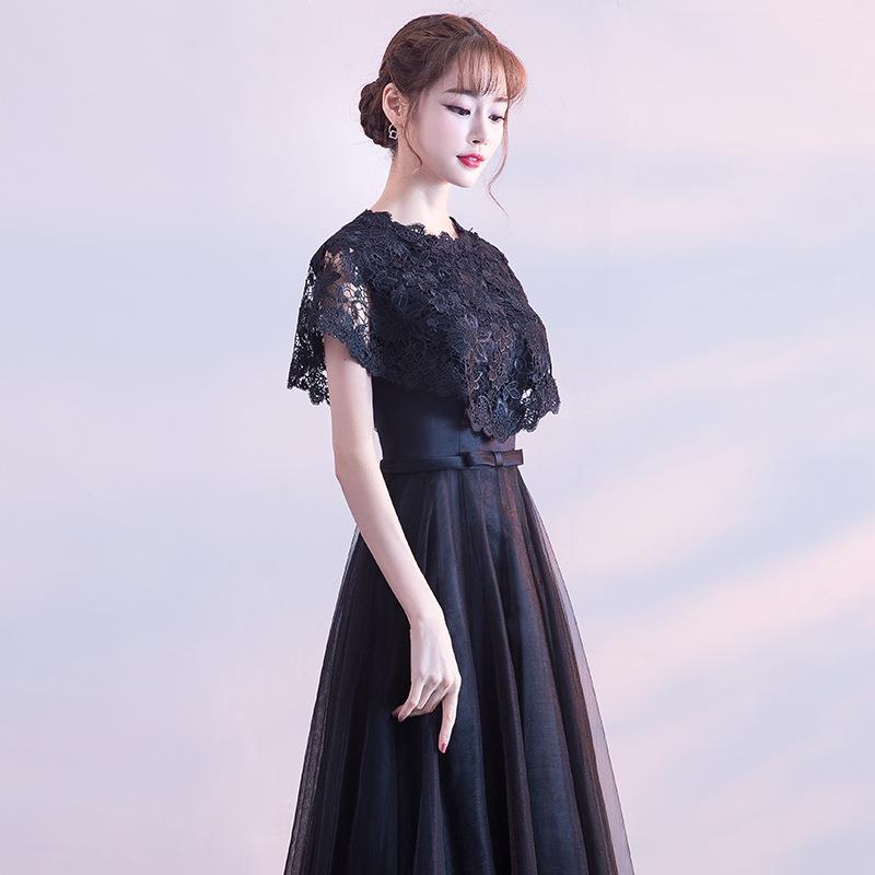 Black evening gown for women banquet hostess slim long
