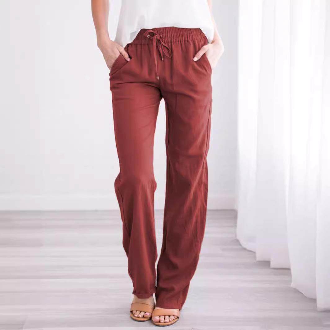 trousers loose Womens cotton casual and color solid linen