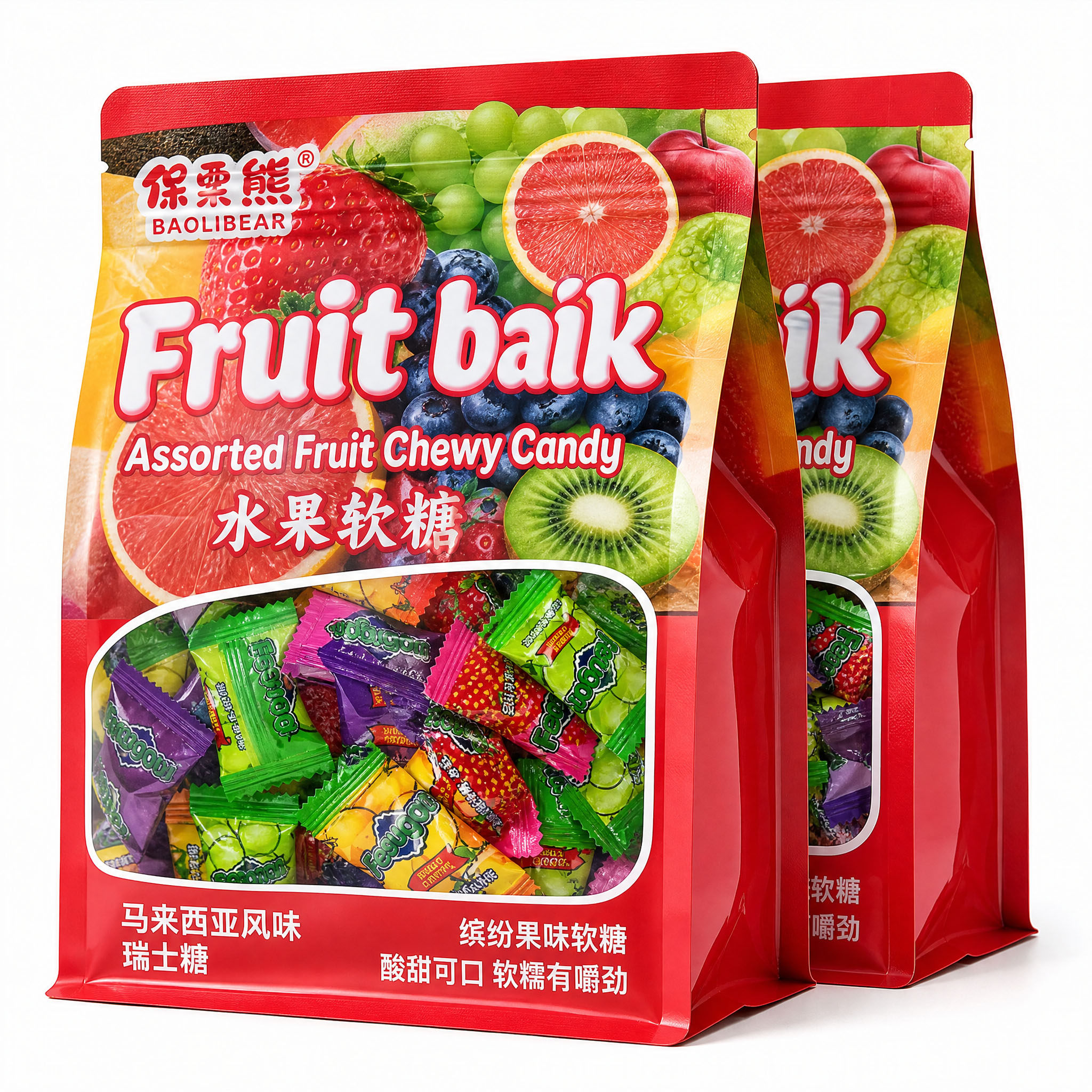 马来西亚风味水果软糖瑞士糖混合传统糖果