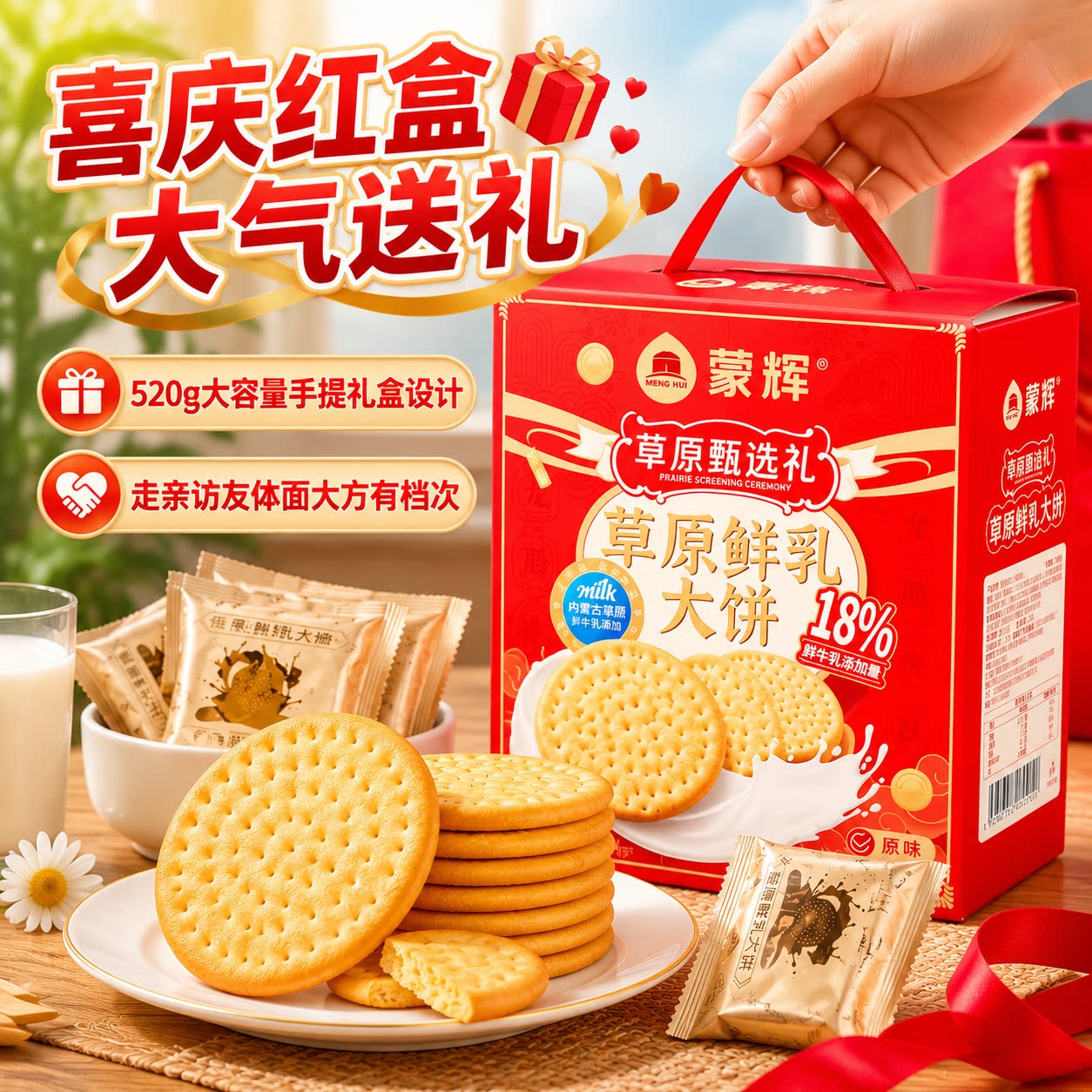 蒙辉内蒙古鲜乳大饼干520g