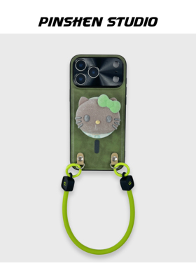 品申原创复古苔绿色植绒kt猫磁吸支架硅胶手提适用iphone17promax手机壳全包防摔简约个性ins风新款p80保护套