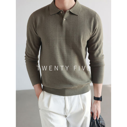 TWENTY FIVE｜老钱风翻领单股14针商务休闲简约男士秋冬针织毛衣