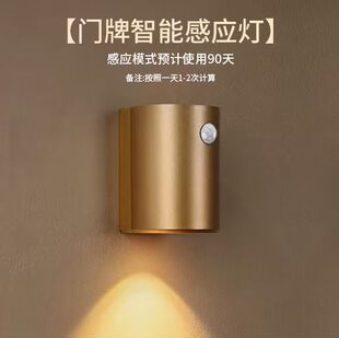门牌感应灯人体led白天人来即亮免布线入户门灯无线磁吸充电壁灯