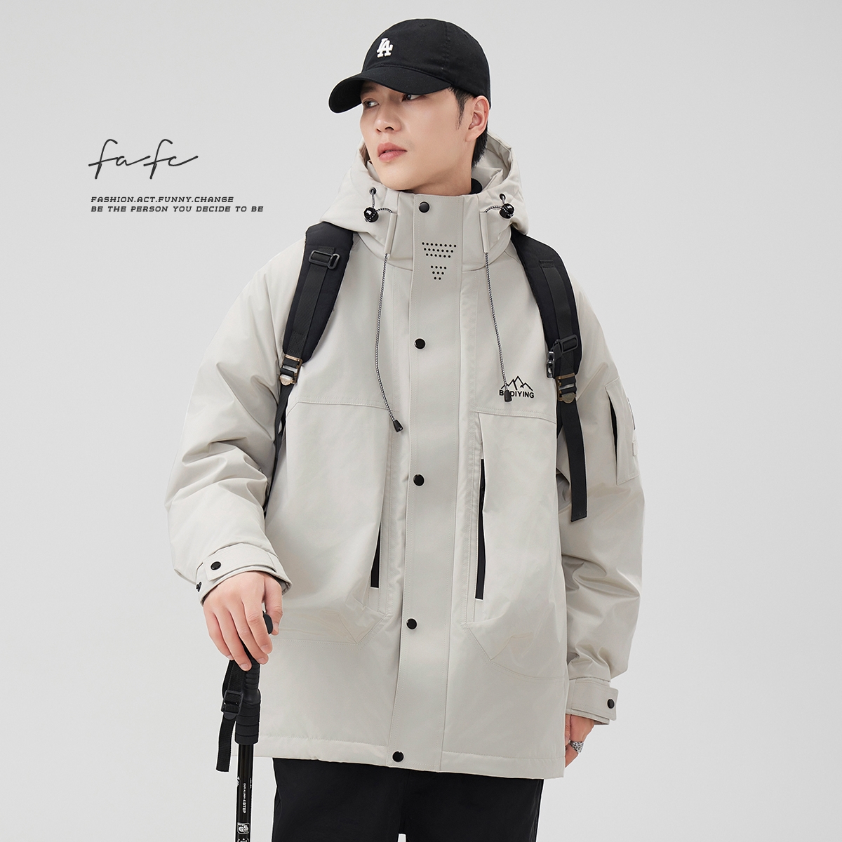 FAFC连帽防寒保暖白鸭绒羽绒服