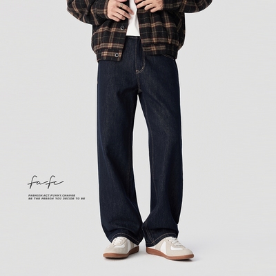 FAFC复古原牛直筒阔腿水洗牛仔裤