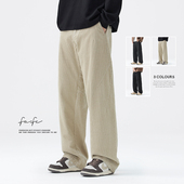 重磅纯棉灯芯绒宽松直筒阔腿垂感拖地休闲长裤 FAFC秋冬季 美式 男潮